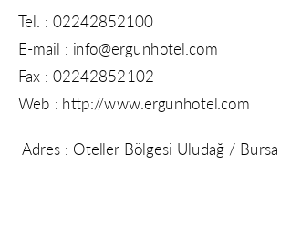 Ergn Hotel iletiim bilgileri